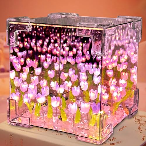 Lampada a Tulipani LED con Specchio - Luce Notturna Fai Da Te, Decorazione Estetica