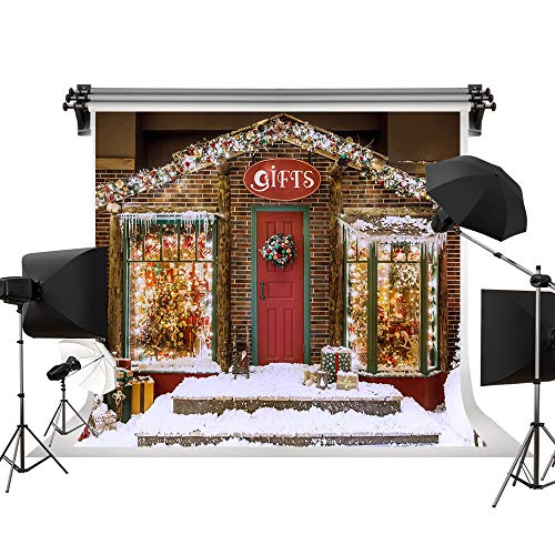 Kate 10x10ft/3x3m Christmas Photography Background Xmas Storefront Cottage Decorations Backdrop Christmas Window Backdrops Props