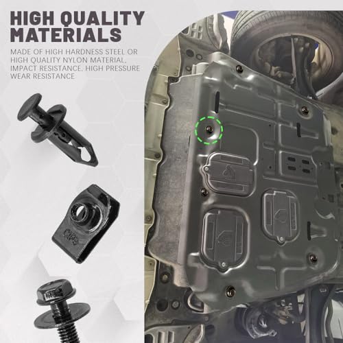 35Pcs Engine Under Cover Splash Shield Guard Body Bolts Screws, Bumper Fender Liner Push Retainer Fastener Rivet Clips, Bumper Clips Extruded U-Nuts Kit Replacement for Nissan, G35 G37 EX35 FX35 FX45 - Thumbnail 5
