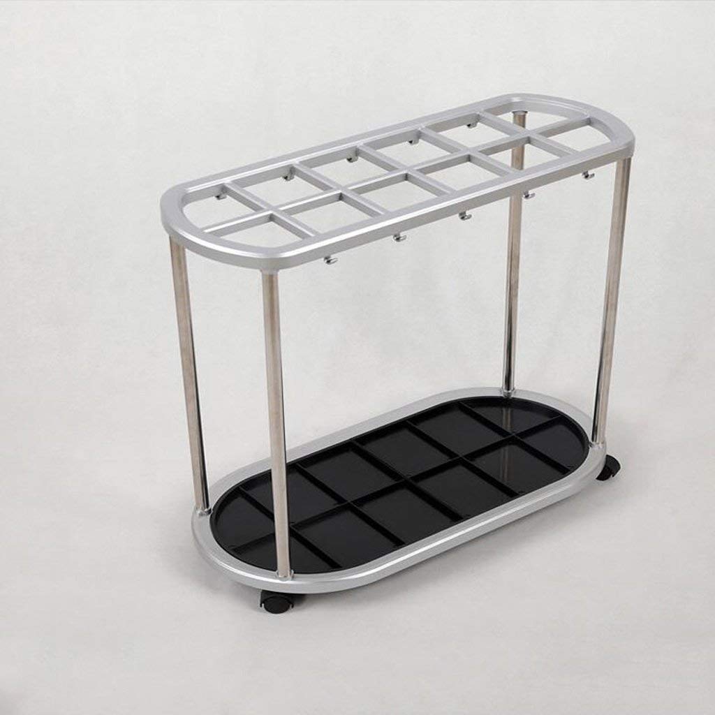 Bac de vidange porte-parapluie 12 trous argent 56x28x55cm