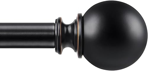 KAMANINA Barras de cortina de 781 pulgadas de 32 a 58 pulgadas (2.6 a 4.8 pies), barra de cortina individual negra para ventanas, barra de cortina