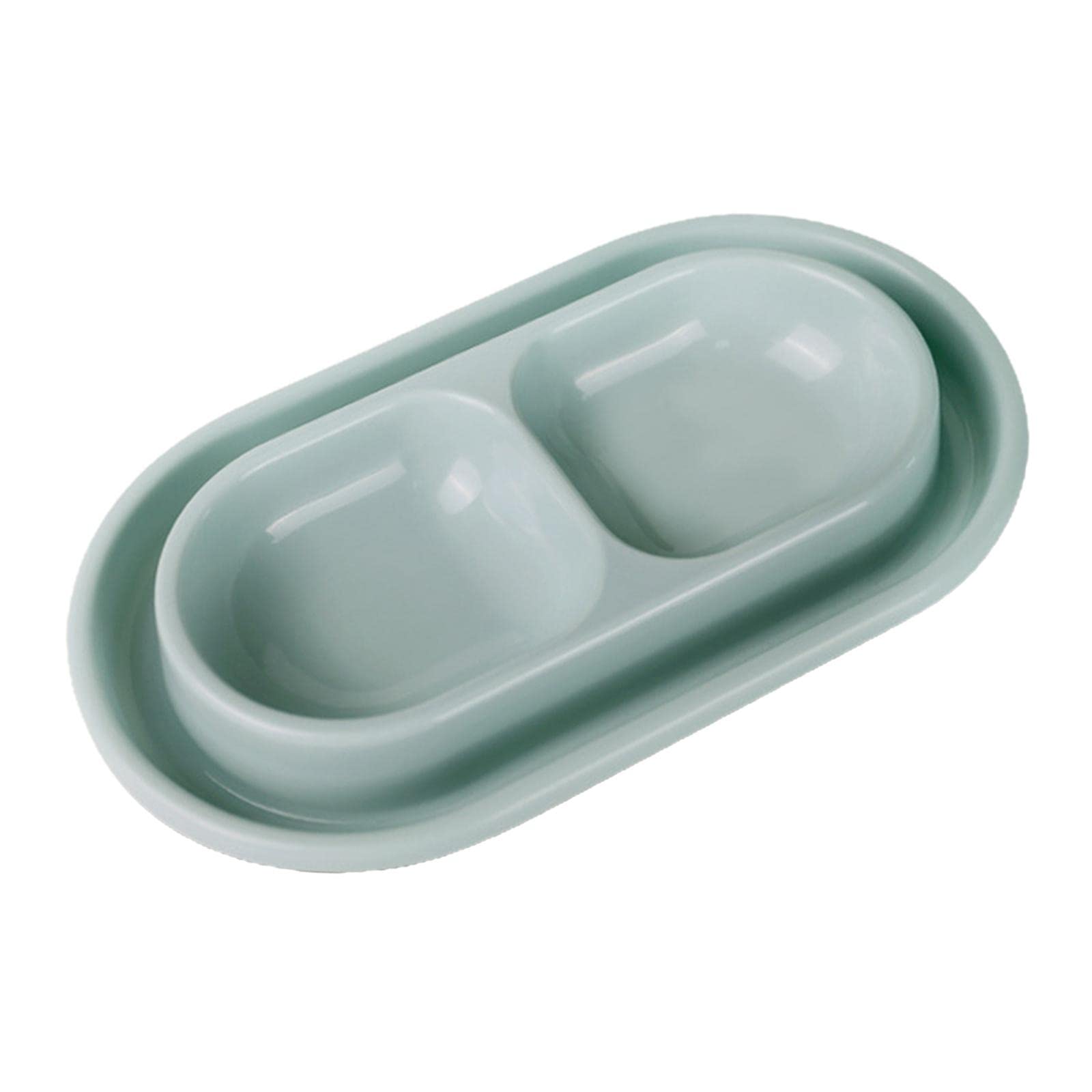 Baoblaze Cat Food and Water Bowl Set Cats Feeding Bowls Outside Easy to Clean Double Pet Food Dog Bowl Set for Small Medium Size Dogs Kitten Cats,