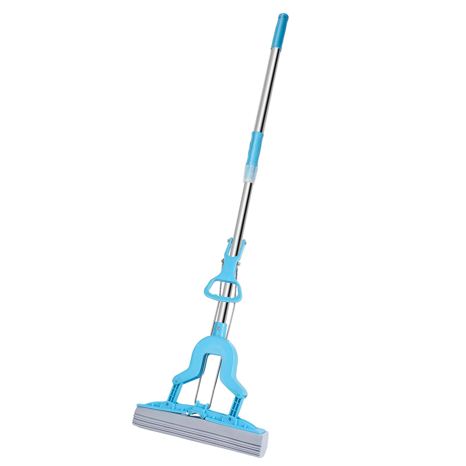 Mopa de esponja autoescurrida, cabezales de esponja superabsorbentes, mango telescópico, ideal para suelos de madera dura, cocina, baño y dormitorio