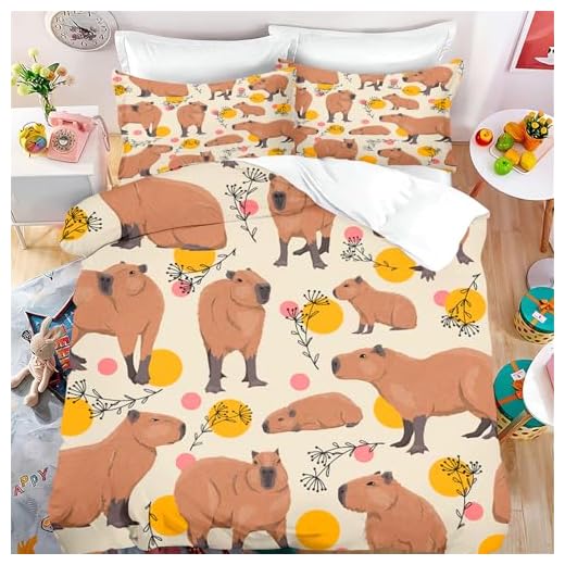 SHROUDEX Capybara Ropa de cama de 135 x 200 cm, divertida funda de edredón con diseño de animales de capibara, para niños, niñas, bonito capibara, juego de ropa de cama para niños y niñas (1,140 x 210