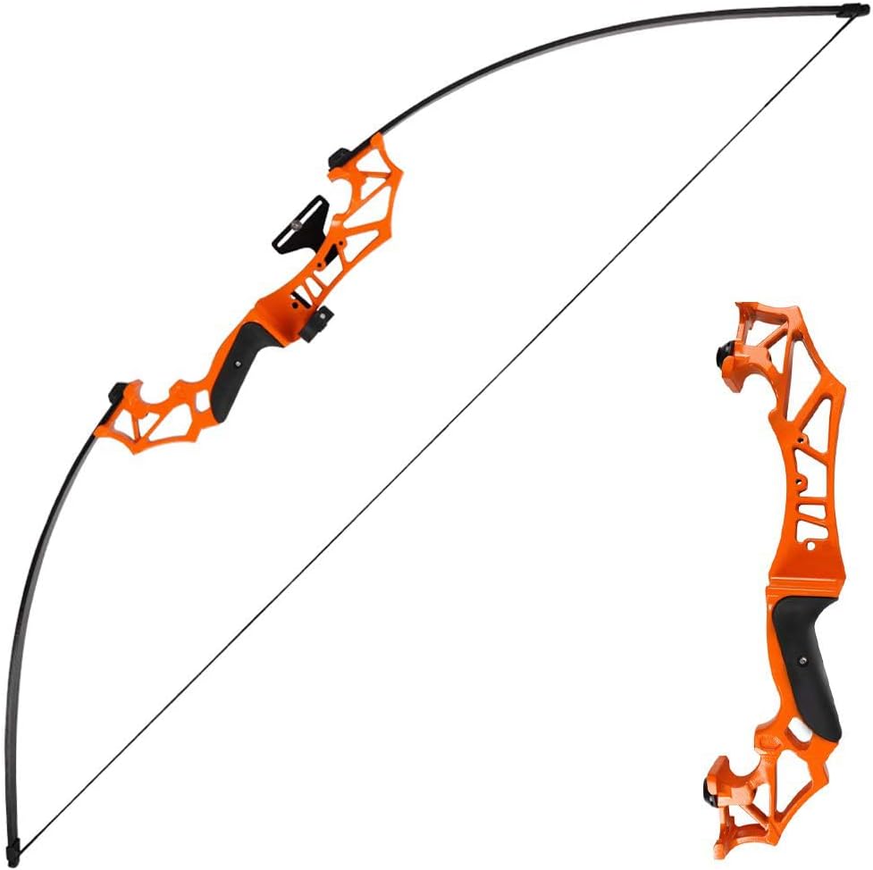 Toparchery Archery Takedown Recurve Bow Hunting Long Bow Alloy Riser - Right Hand Black - Draw Weight 30lbs 40lbs - with Arrow Sight, Arrow Brush (Orange, 40lbs)