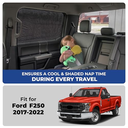 Image of EcoNour Car Window Screen for Ford F- 250 (2017-2022) 2 Pack | Breathable Mesh Camping Window Covers | 100% Protection from Bugs, Mosquito & UV | Baby Safe Privacy Blackout Net | Car Accessories