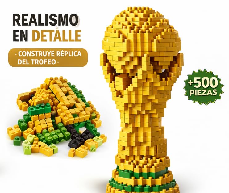 Trofeo Oficial de la Copa Mundial de la FIFA – Maqueta 3D Coleccionable con Minifigura, Kit Creativo Tipo Bloques Compatible, Regalo Ideal para Niños y Adultos Fans del Fútbol