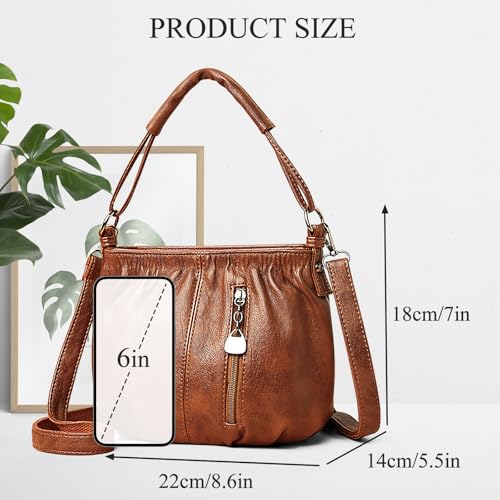 FuninCrea Shoulder Bag for women, Leather Crossbody Bag Tote Bag for Women Ladies Zipper Handbags Work Bags Sling Purse Bag2