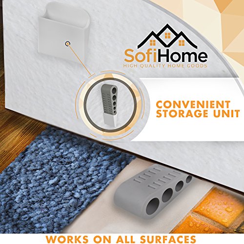 Door Stopper 6 Pack [1.3" High] - Bonus Holders - Sofihome Premium Heavy Duty Door Stop Rubber Wedge With Decorative Holder - Ideal For Large & Small Door Gaps - The Improved (6, Gray) #TOP2