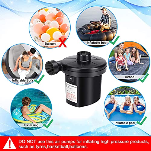 Codflic Electric Air Pump For Inflatables, Portable Air Mattress Pump For Inflatables Couch, Pool Floats, Blow Up Pool Float Infatables Toy, Ac Inflator Deflator With 3 Nozzles (130W) #TOP6