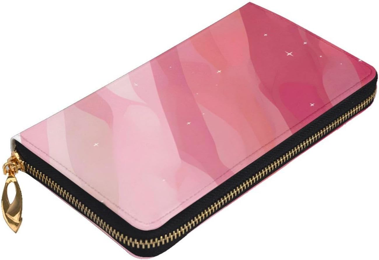 Pink gradient style Women's wallet, clutch wallet, with zipper, large capacity.