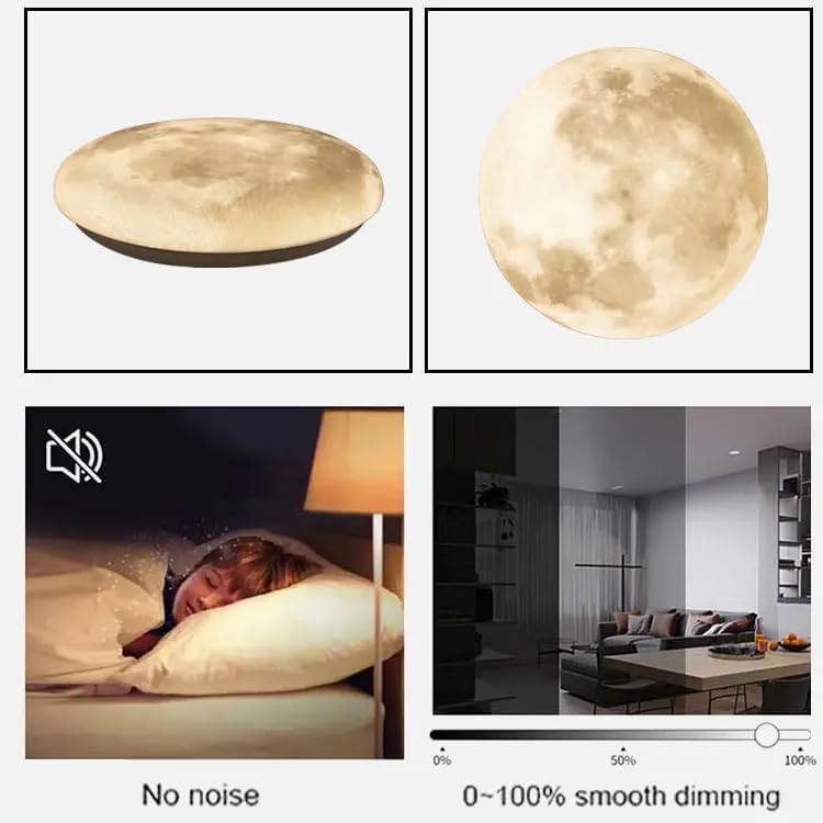 Image of One94Store 3D Moon LED Wall Lamp with Remote Control | 3 Color Changing Modern Wall & Ceiling Light | Art Deco Indoor Wall Sconce for Living Room, Bedroom, Hallway | Corded Electric 400MM
