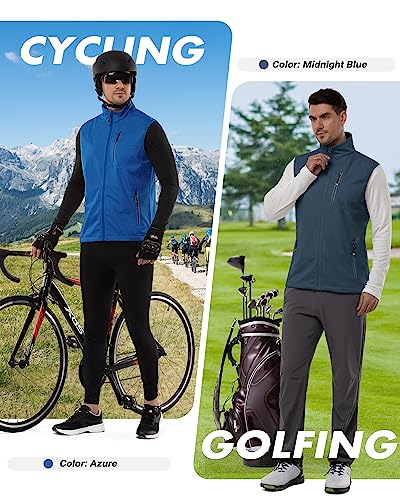33,000ft Leichte Softshell Weste für Herren, Wasserdichte Winddichte Laufweste, Atmungsaktive Vest Gilet Ärmellose Jacke für Radfahren, Laufen, Wandern, Golf, Klassisch Blau L