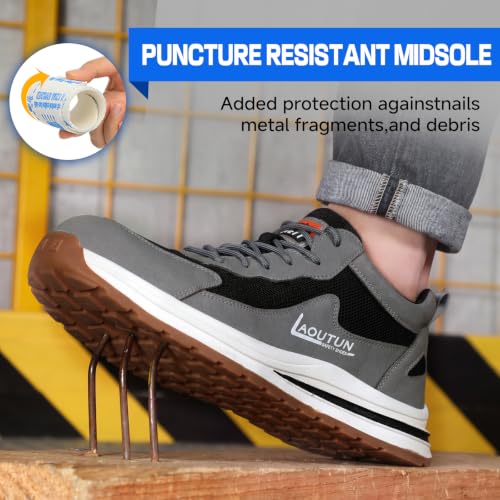 Image of LAoutun Steel Toe Shoes for Men Safety Work Sneakers Lightweight