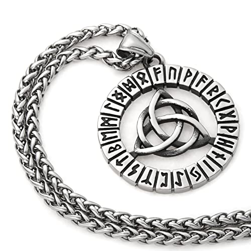 Triquetra Pendant Celtic Knot Runes Necklace Stainless Steel Keel Chain Infinity Jewelry Talisman Amulet3