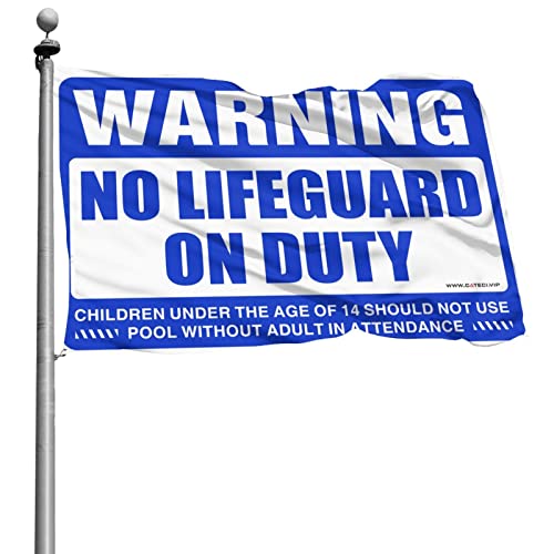Drapeau amusant No Lifeguard On Duty 152x244 cm pour dortoir