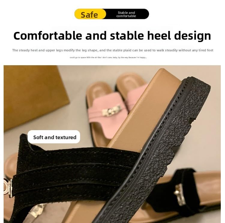 Slippers women's summer outer wear new toe cool slippers women's T-shaped belt buckle one-word slippers breathable, comfortable,convenient outdoor sports4