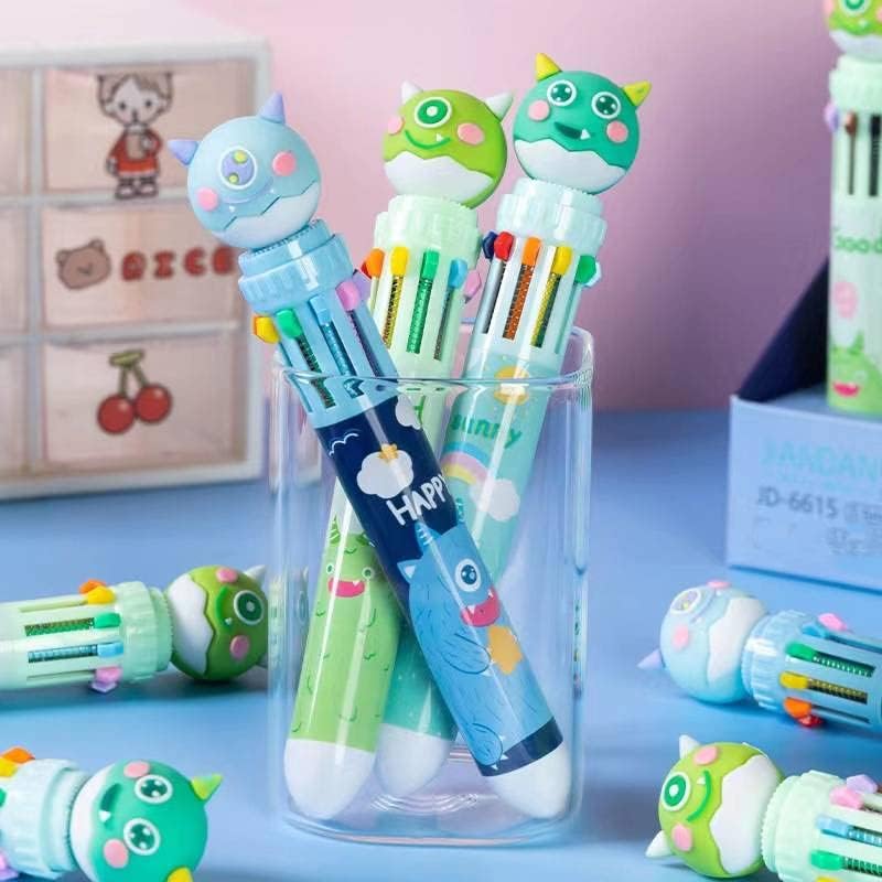 8 Packs Multicolor Ballpoint Pen, Colored Shuttle Pens Retractable Animal Ballpoint Pens For