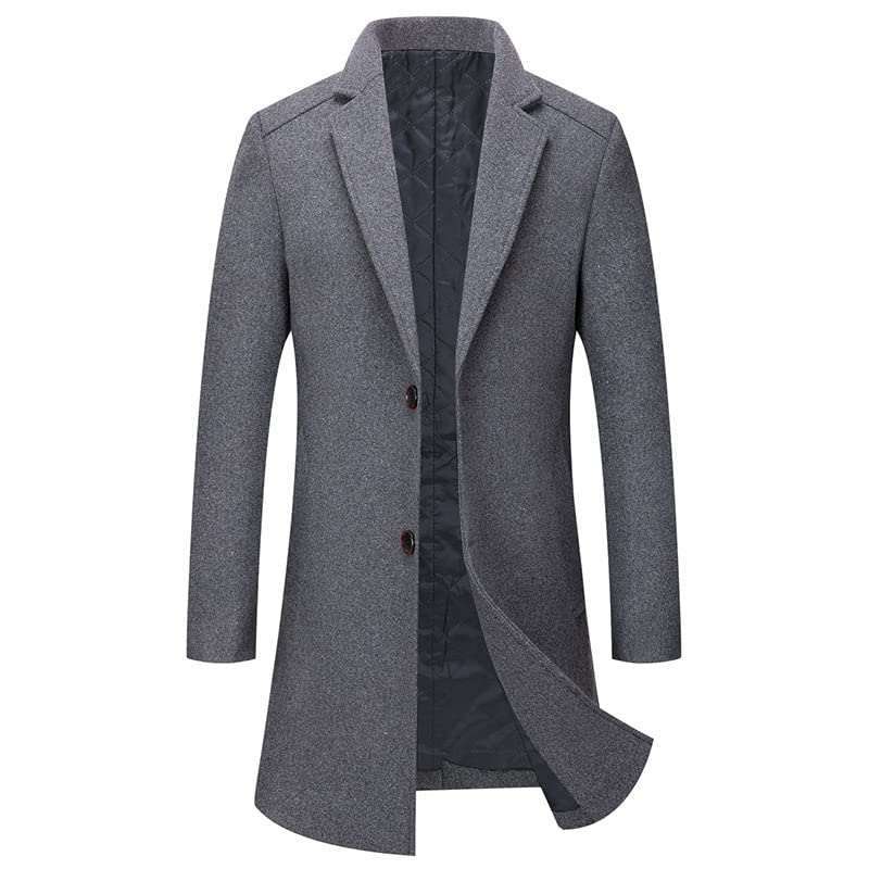Cappotto da uomo in lana tinta unita trapuntato lungo trapuntato Fashion Walk Business Trench Giacca invernale per la protezione dal freddo e dal vento