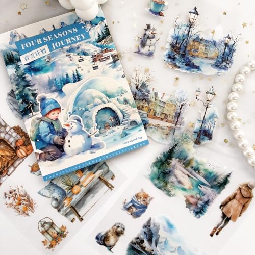 Nature Scrapbook Stickers for Junk Journal Supplies,20 Sheets Winter Girls