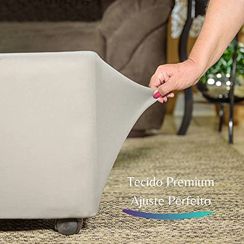 Capa Puff Quadrado Elastex Premium Envio 24h Cinza Claro