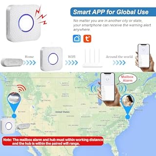 Smart Mailbox Alarm,Wireless Mailbox Alert for Delivered Mail Wi-Fi, Tuya Mailbox Notification Sensor 800ft Long Range, Waterproof Mailbox Sensor