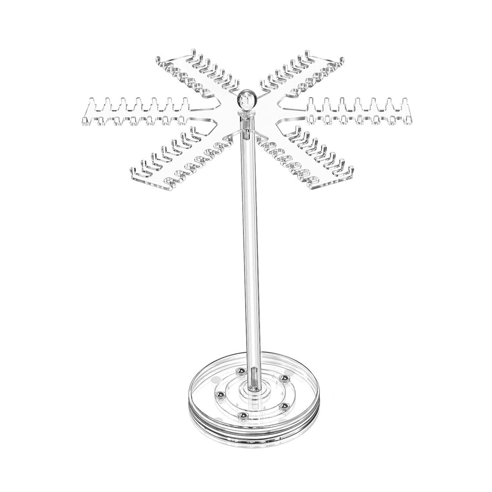 CTRLZS Rotating Acrylic Necklace Organizer,Clear Necklace Holder Stand,Jewelry Organizer Display Tree Hanger Rack with 84 Hooks