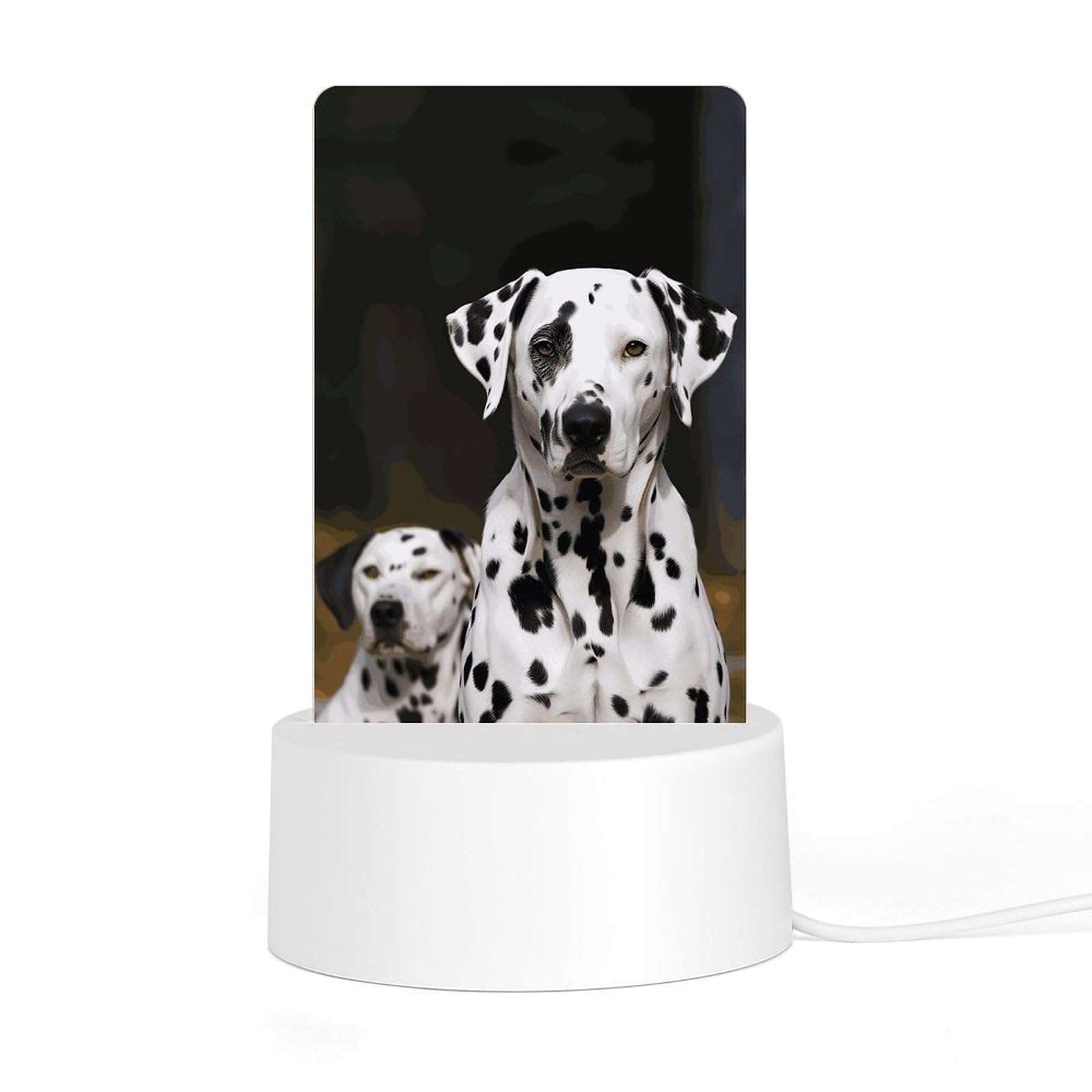 JTREHY - Acrylic Night Light with Base, Dalmatian Dog Design LED Night Light for Bedroom Bathroom Hallway Holiday Gift