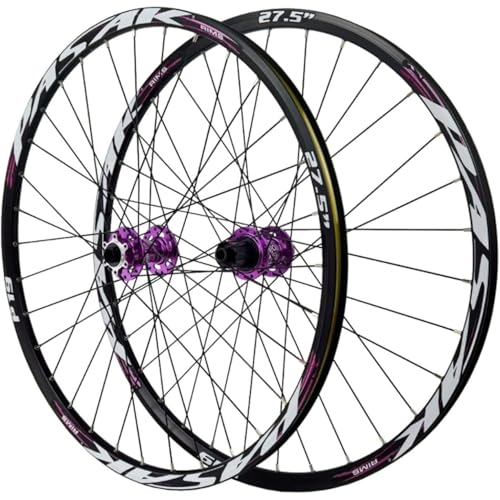 KUNYOS Mountainbike-Räder Mit Steckachse Und Scheibenbremse, 32-Loch-Nabe 26 27,5 29 Zoll, Vorne 2 Hinten 4 Lager, Doppelwandiger Alu-Radsatz, 7-12Gang,Lila,29inch