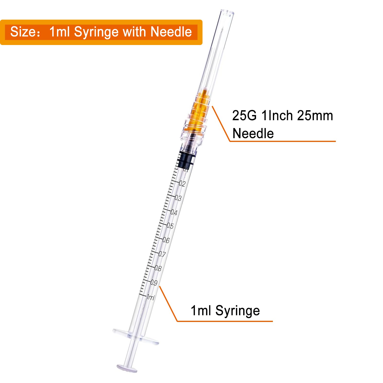 1ml Syringe with 25G 1 inch Needle, 1ml Luer Lock Syringe, Needles for Injections, Individual Package, Pack of 30 — Amazon image 4