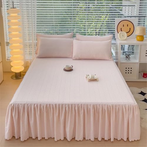 Literie douce et confortable : jupe de lit rose 120x200cm