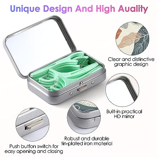 Image of Dental Floss Portable Case, Easy to Store Floss Picks of Various Sizes, Portable Dental Floss Dispenser is Perfect for Travelling, Hotels, Dinners, Appointments.Bohemian Leaf