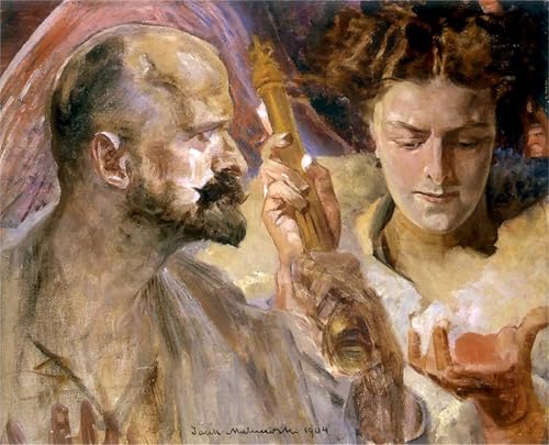 Autoportrait avec muse Jacek Malczewski Impression Toile Premium 60x90