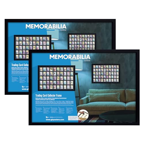 GB EYE Trading and Sport Cards Collector Frame, 36x24 Display, 50 Cards Display Case, FSC certified, Black Wood Frame, Scratch Proof Glazing, Set of 2 - Holder for NBA, Baseball, Hockey, Trading cards