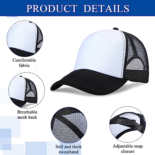 Image of Panitay 100 Pcs Unisex Sublimation Blank Mesh Baseball Cap Adjustable Plain Blank Mesh Trucker Hat for DIY Embroidery Print