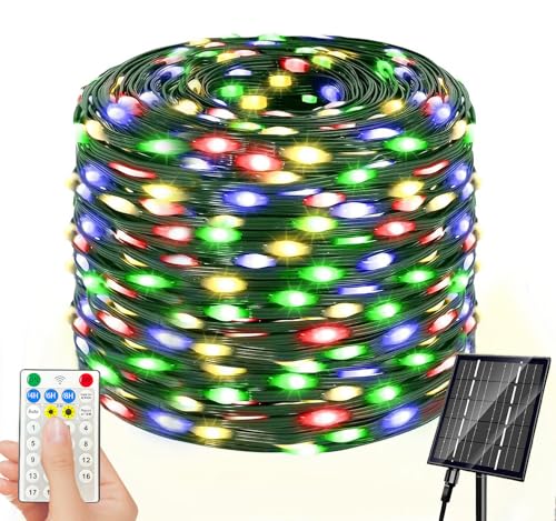 Amzxart-200ft-Multicolor-Outdoor-Christmas-Lights-600-LED-19-Mode-Solar-String-LightsSolar-Powered-Christmas-Lights-for-Trees-Parties-Gardens-Balconies-Waterproof-DecorationsColor
