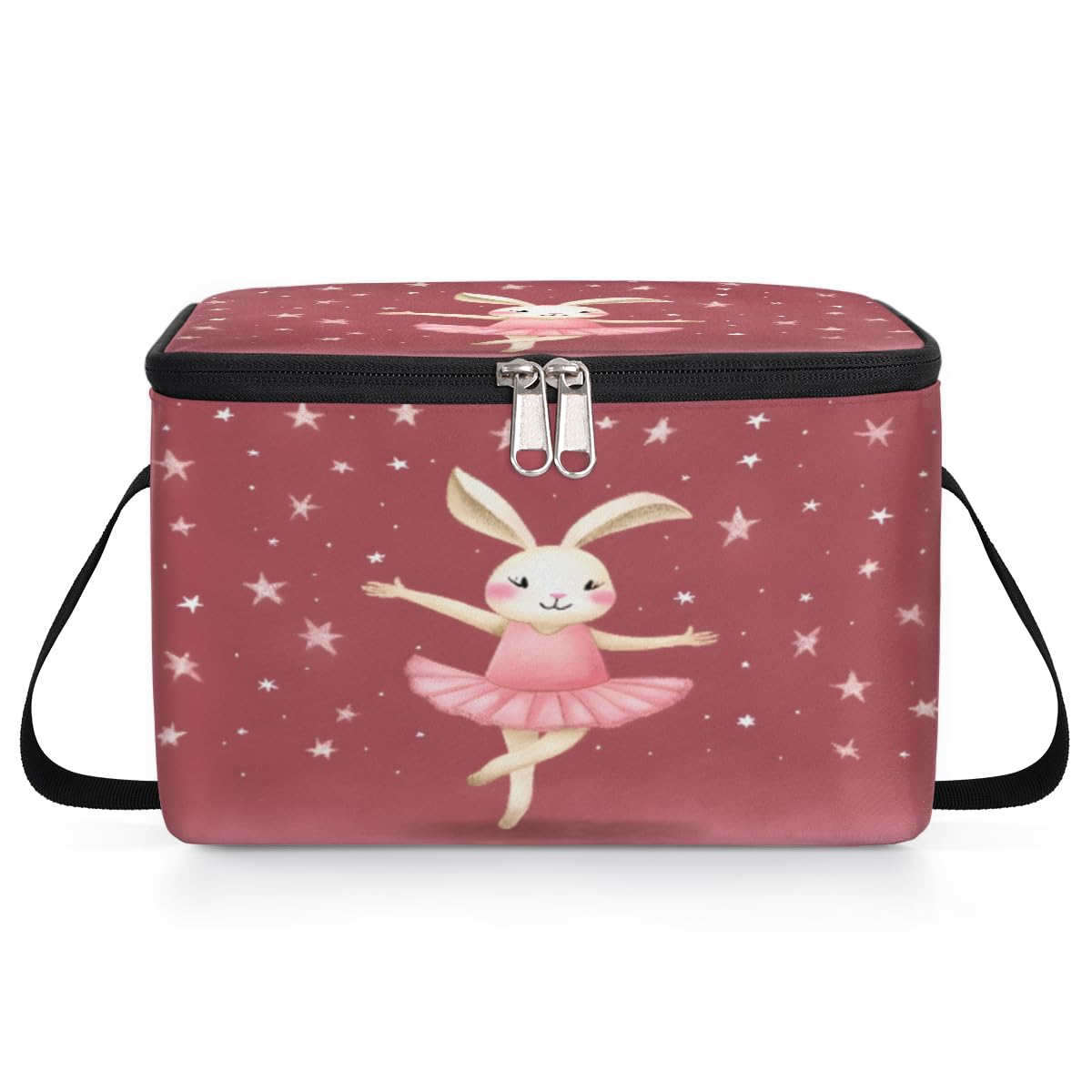 GzLeyigou Ballet Rabbit Lunch Bags for Women Men 9 Cans, Hot & Cold Food Delivery Bag Insulated Grocery Bag Insulated Lunch Box Dancing Cooler Bag for Office Work Picnic Beach