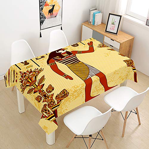 Oduo Tischdecke Wasserdicht Polyester Rechteckig, 3D Tribal Art Muster Tischdecke Abwaschbar Pflegeleicht Fleckschutz Indoor Küche Outdoor Garten Deko (Ägyptische Nation,90x90cm) Cover