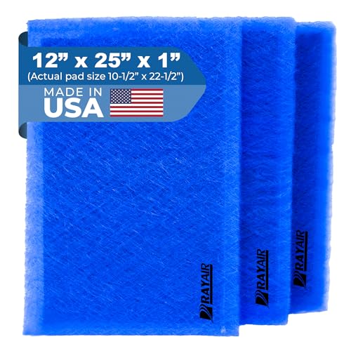 RAYAIR SUPPLY 12x25 Replacement Filter Pads Compatible with Dynamic Air Cleaner 12x25 Refills (3 Pack)
