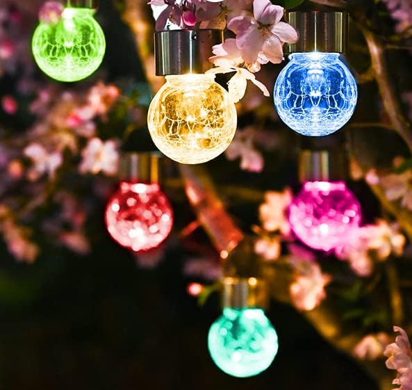 Garden Art (Pack of 2) Hanging Outdoor Decorative Colour Changing Cracked Glass Ball Light with Clip , Solar Powered Waterproof Globe Lighting, Hanging Lantern for Garden,Tree GAXLTD210 (B0C5VX4KLW) Amazon Price History, Amazon Price Tracker