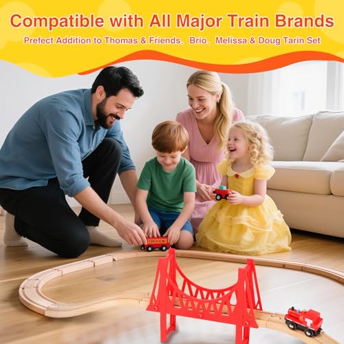 wooden train tracks 60 piece set track expansion accessories for toddlers 3-5 - 100 compatible with all major brands including thomas amp brio wooden railway system