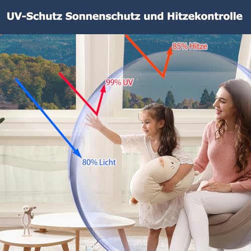 Linarun Spiegelfolie Fenster Sichtschutz Fensterfolie Blickdicht von Außen Sichtschutzfolie Sonnenschutzfolie Selbsthaftend Tönungsfolie… – Ansicht 6
