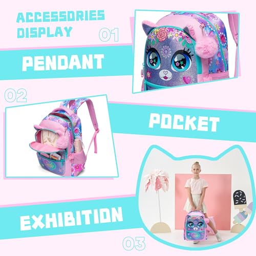 Image of Backpacks for Girls School Bag Cute Girls Backpacks Ages 8-10 Kids Bookbag Set Travel Backpack for Preschool Kindergarten Elementary Students Backpack to School Supplies