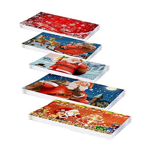 Preisvergleich Produktbild Rabbiter 50 Stück Weihnachten Einweg Mundschutz Weihnachtsmann, Schneeflocke Bedruckte Muster 3-lagig Mund und Nasenschutz Mundbedeckung Atmungsaktiv Staubschutz Halstuch für Damen und Herren