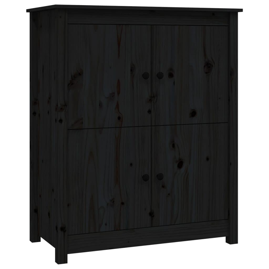 vidaXL Aparador Mueble Armario Consola Salón Sala Estar Almacenamiento Decoración Adorno Entrada Estante Cajón Madera Maciza de Pino Negro