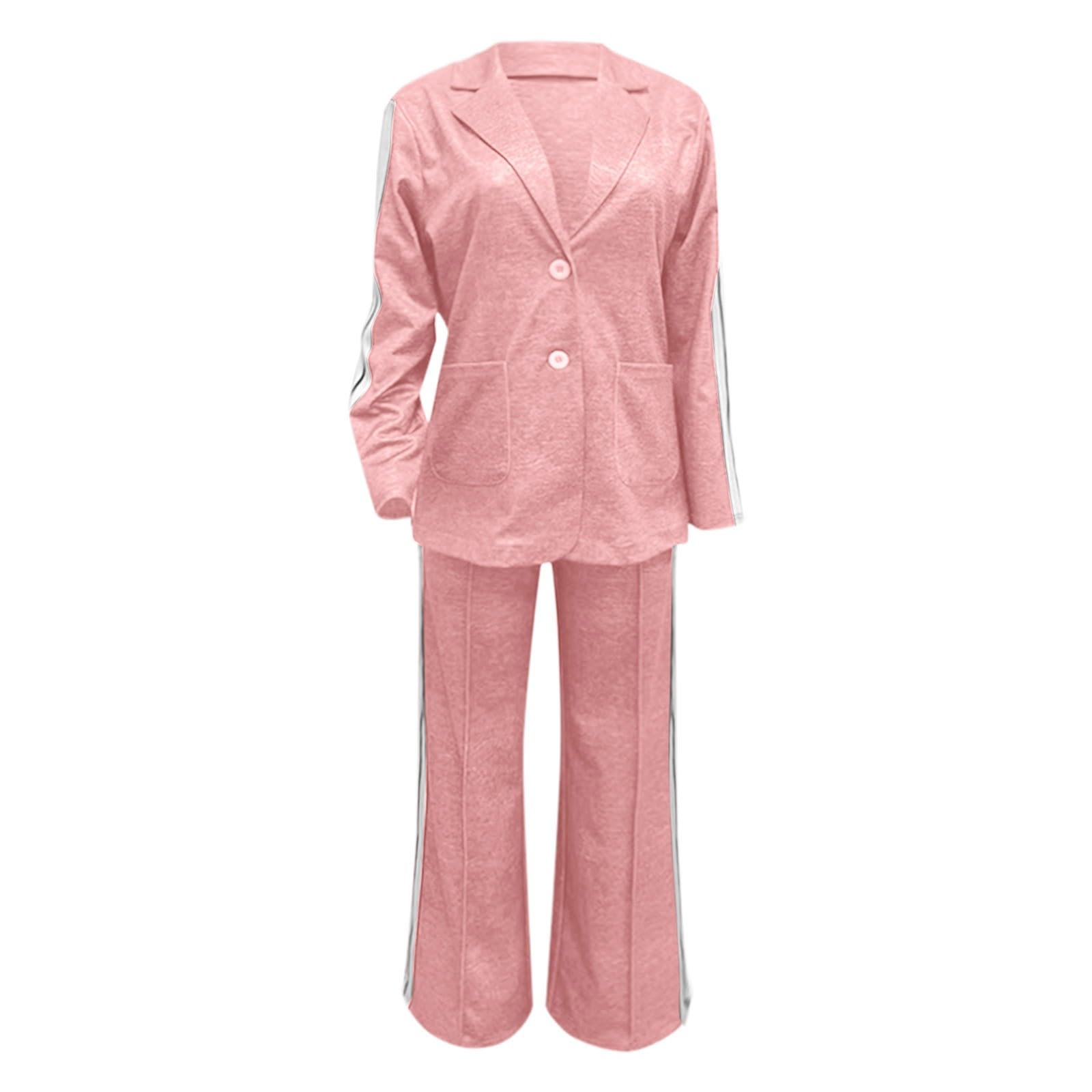 Traje casual de dos piezas para mujer chaqueta cuello solapa manga larga suelta pantalones extra grandes con bolsillo traje chic otoño