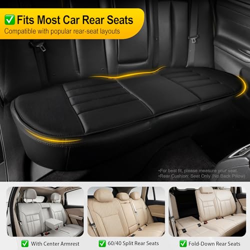 Image of kingphenix 3-Piece Car Seat Cushion Set, 1.2inch Memory Foam Comfort, 2 Front Automotive Seat Cushions + Rear Bench Cushion, Non-Slip Bottom, Fits Sedan SUV Truck Van, Car & Office Chair, Black