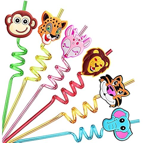 24 Reusable Jungle Animal Straws Cover