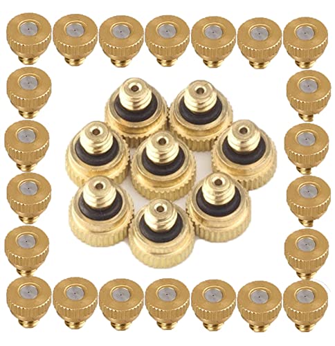250 Boquillas Nebulizadoras de Latón para Sistemas de Refrigeración, Atomizadoras, Cabezal Nebulizador con Orificio de 0,004-0,039' Y Rosca 10/24 UNC para Patio, Jardín Y Trampolín