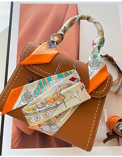 100% Mulberry Silk Scarf for Handbags,Bags, and Purses,1 Pcs 2"x35" Hair Ribbon Skinny Neck Scarves for Women3